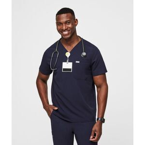 FIGS Leon Three Pocket Scrub Top, Navy, Sz S